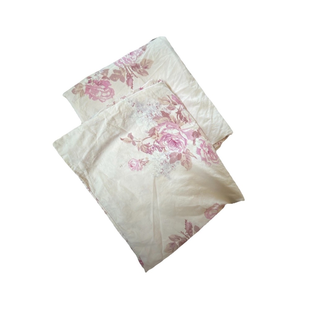 Rachel Ashwell Simply Shabby Chic Pink Rose Floral Pillowcases Pair Cottagecore